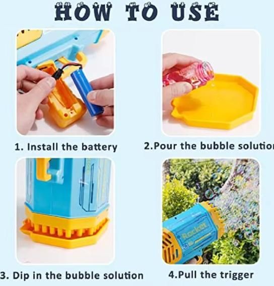 Bubble Gun Machine Kids Automatic Soap Based Bubble Blower piqnsv-2x