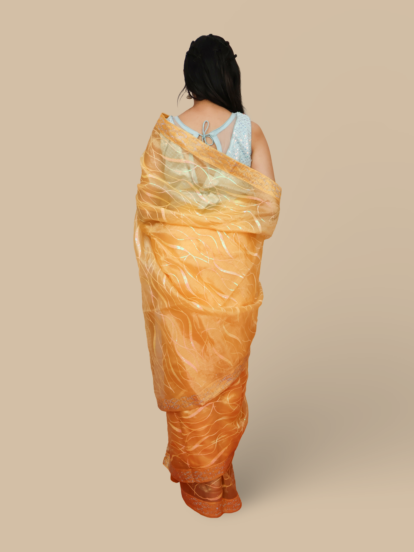 Designer Saree with Rhinestones & Heavy Sequin Work by Shreekama Shreekama