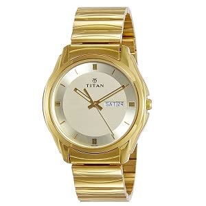STYLISH TITAN ANALOG WATCH WITH DAY & DATE - GOLDEN piqnsv-2x