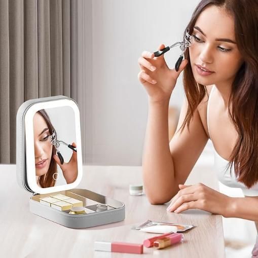 White Jewelry Box with LED Mirror piqnsv-2x