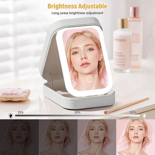 White Jewelry Box with LED Mirror piqnsv-2x