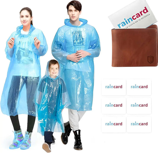 FULLY Reusable Wallet Rain Card Rain Coat for Adults (Set of 5) Multicolour piqnsv-2x
