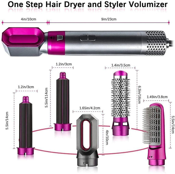 5 in 1 Multifunctional Hair Dryer Styling Tool, Detachable 5-in-1 Multi-Head Hot Air Comb, The Negative Ion Automatic Suction Hair Curler piqnsv-2x