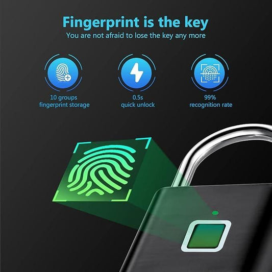 Fingerprint Padlock Rechargeable Keyless Anti-theft Security Smart Door Lock-1 Piece ( Random Colour) piqnsv-2x