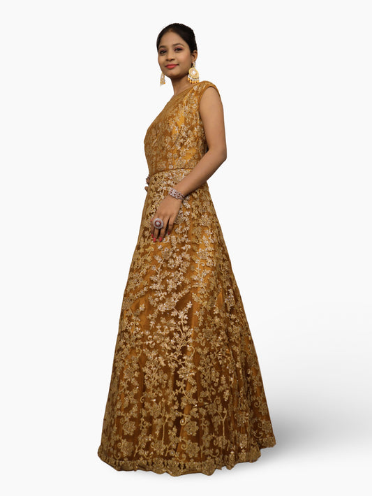 Gown with Shimmery Rubber & Beads Work by Shreekama Shreekama