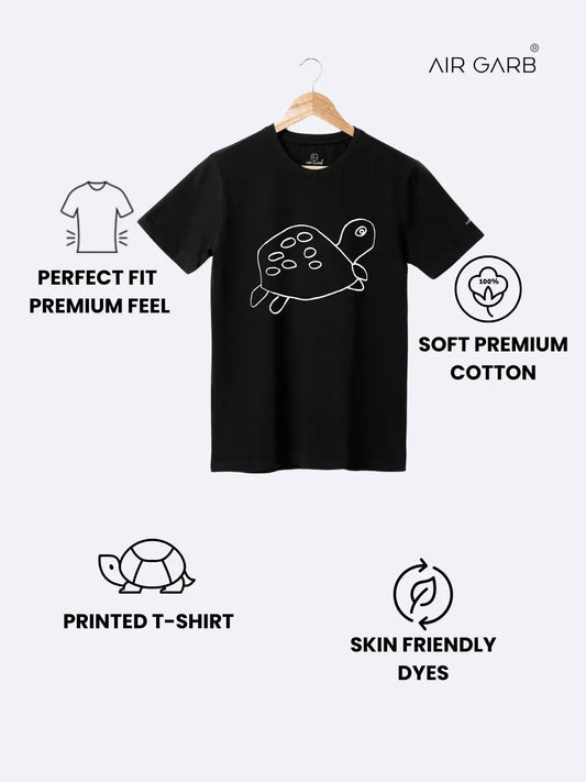 Cotton Printed T-shirt for Men and Women - Tortoise AIR GARB PRIVATE LIMITED
