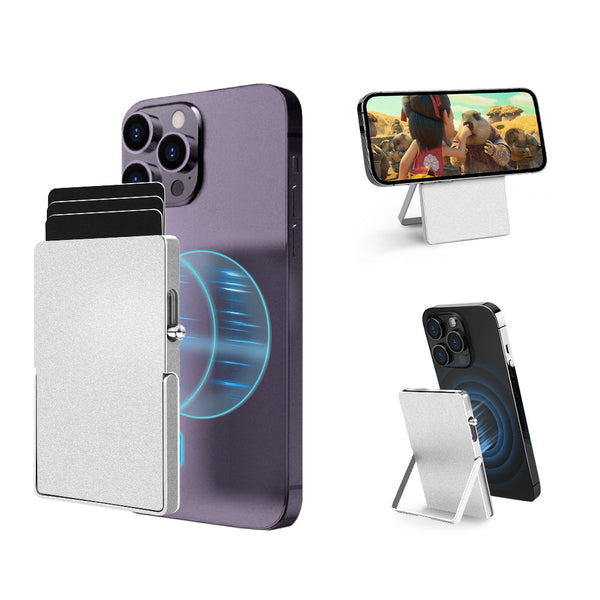 RFID Blocking Wallet Minimalist Slim Card Holder for Magsafe with Adjustable Stand, Metal Pop Up Magnetic Wallet  for Men TOYFID-0